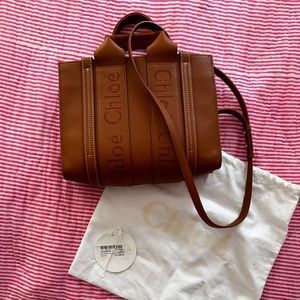 Chloe Woody Small in brown leather